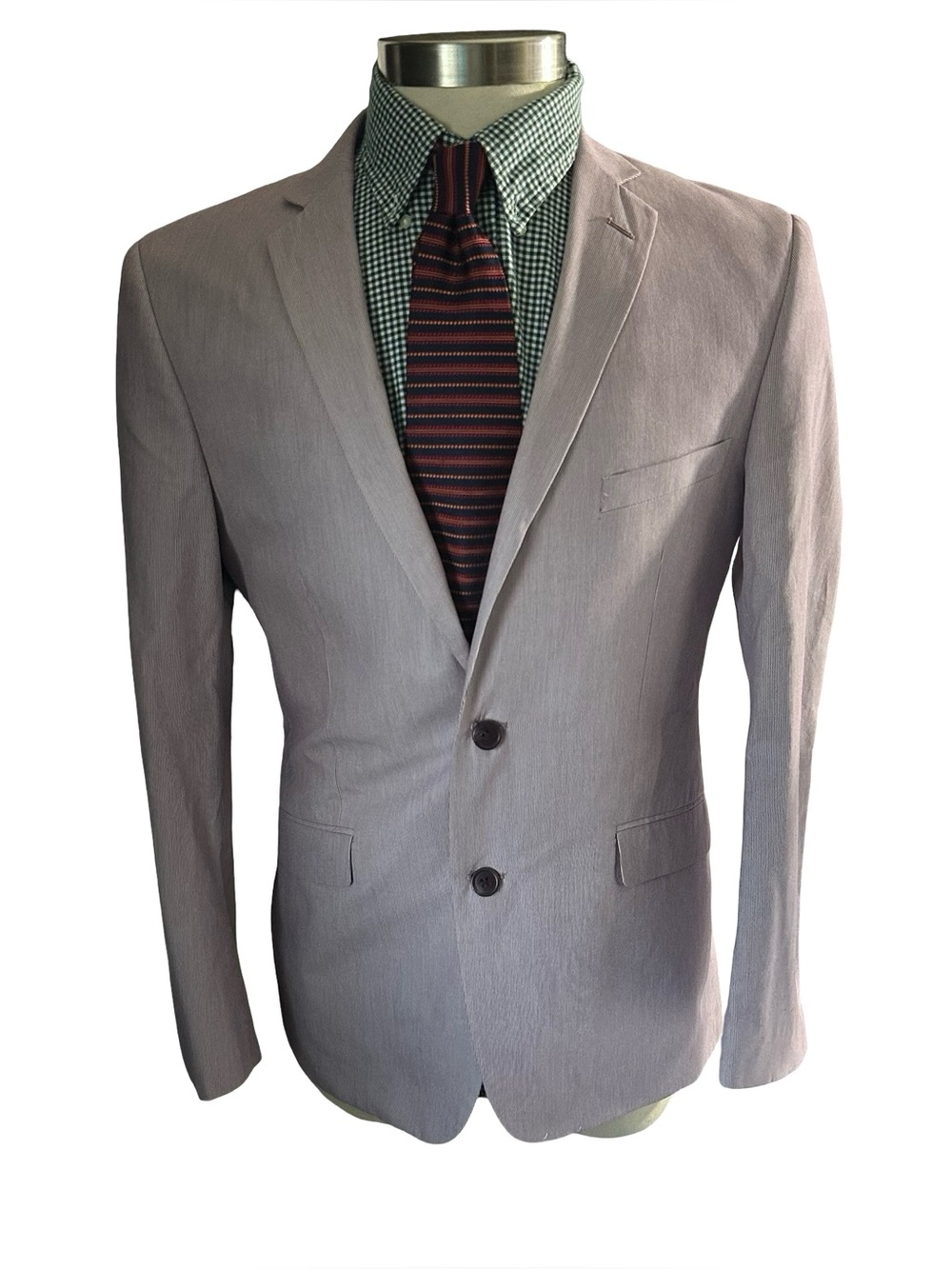 Madison Suit Jacket Sports Coat 2 Button Purple Pinstripe Sz 40R 100% Cotton